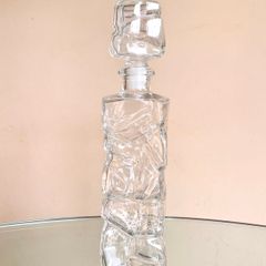 Vintage French Glass Decanter / Carafe, Mid Century, Whitefriars Style