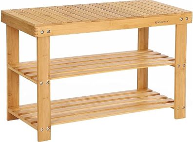 3-Tier Bamboo Shoe Bench, Shoe Rack Storage Organizer, 70 x 28 x 45 cm, ideal for Hallway, Bathroom, Living Room and Corridor