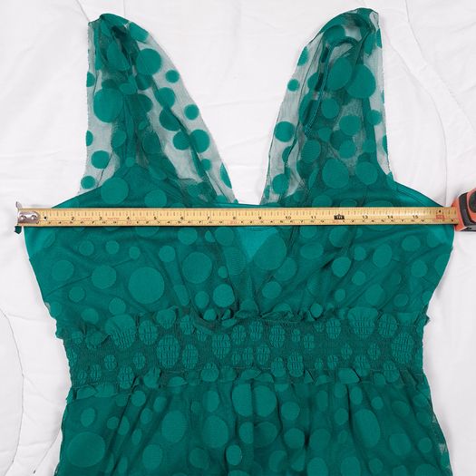 Vila Deep Teal Green Polka Dot Mesh Layered V-Neck Tank Top Cami Size XL