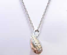 Vintage Sterling Silver 925 Tear Drop Pendant and chain  length 15,5" - 5,25g