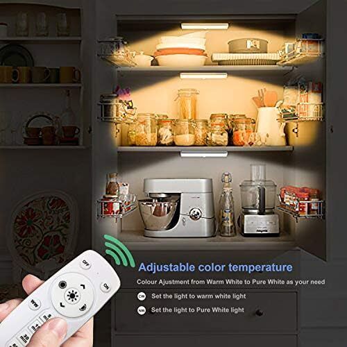 LDOPTO Under Cabinet Kitchen Lights with Remote Dimmable LED Cupboard Battery Powered LED Bedroom Lights with Timer for Kitchen Hallway, Multiple Colors 4 Pack