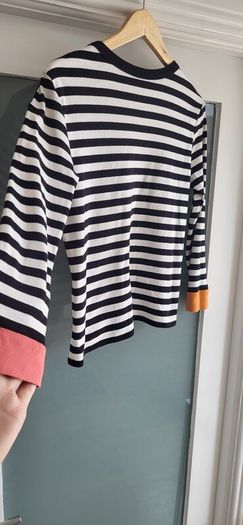 SONIA by Sonia Rykiel black and ivory striped top Sz M (Fit 8-10UK) - Rrp 285