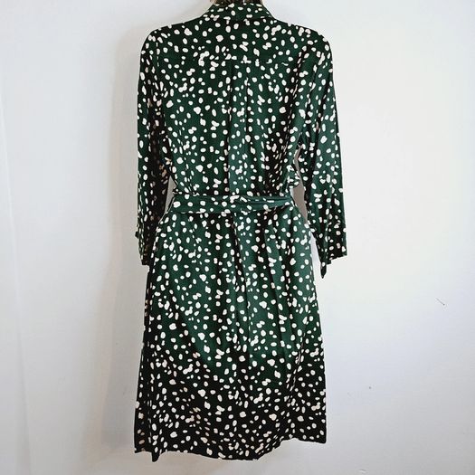 Dorothy Perkins Green Spotted Polka Dot Belted Shirt Dress