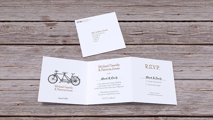 Tandem Bike theme Tri-Fold invitation