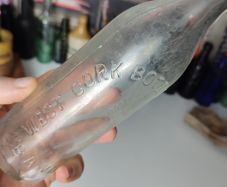 129 - Vintage West Cork Bottling Company Bandon Mineral Water Bottle Embossed Letters Clear Glass