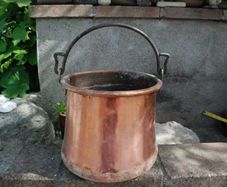 Antique Tall Copper Vase with handle