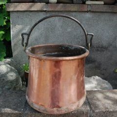 Antique Tall Copper Vase with handle
