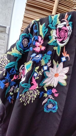 Black Embroidered Throw-On