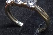 Vintage 9ct Gold Three Stone CZ Ring Birmingham Hallmarked Size 56