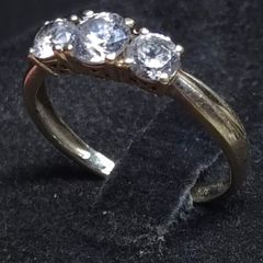 Vintage 9ct Gold Three Stone CZ Ring Birmingham Hallmarked Size 56