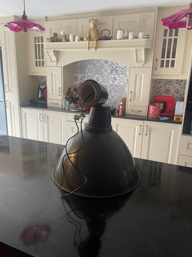TWO Pendant Lights Ikea  -grey Large 50cm With Bulbs