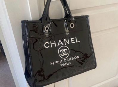 Tote Bag Handbag Black Patent