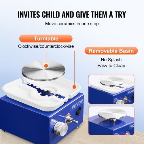 Pottery Wheel Mini Ceramic Wheel Sculpting Tools Apron Two Turntables 30W (FREE SHIPPING)