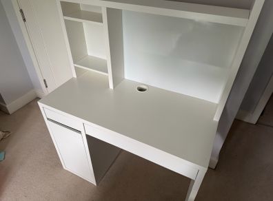 IKEA MICKE Desk with Upper Add-on Unit White, Excellent Condition