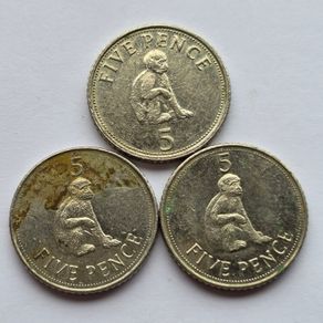 Gibraltar 3 Coins Barbary Macaque 5p