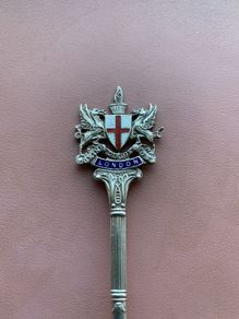 Sterling Silver London Souvenir Spoon Two Dragons and Red Cross