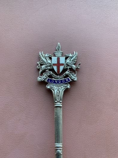 Sterling Silver London Souvenir Spoon Two Dragons and Red Cross