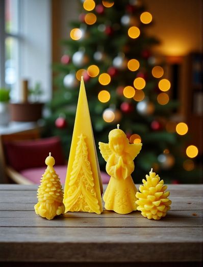 Beeswax Angel Candle  | Christmas Angel Decor | Pure Beeswax Figurine Candle | Holiday Gift | Prayer Angel Candle