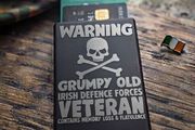 Funny "Grumpy Old Veteran - Irish Defence Forces" Laser-Engraved Aluminium Push-Up Wallet