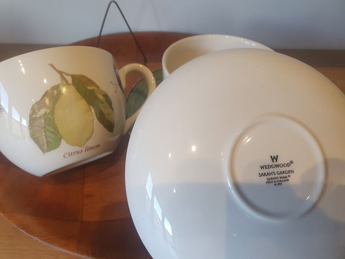 Set of 3 Wedgwood "Sarah's Garden" Pattern Cups and Saucers in Perfect Condition Fruit Bees Butterflies
