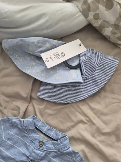 baby outfit and hats to match