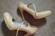 Thomas Patrick cream high heel mary janes