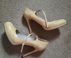 Thomas Patrick cream high heel mary janes