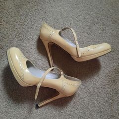 Thomas Patrick cream high heel mary janes
