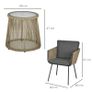 3 PCS Webbed Wicker Rattan Patio Furniture Conversation Bistro Set 2 Chairs 1 Coffee Table w/ Metal Legs for Garden, Backyard, Deck Image 2