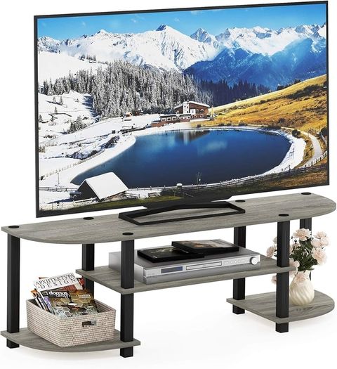 Turn-S-Tube Wide TV Entertainment Center, TV Unit, TV Stand, French Oak/Black, 120 (W) x 40 (H) x 34 (D) cm