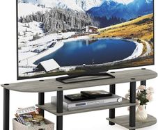 Turn-S-Tube Wide TV Entertainment Center, TV Unit, TV Stand, French Oak/Black, 120 (W) x 40 (H) x 34 (D) cm
