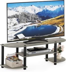 Turn-S-Tube Wide TV Entertainment Center, TV Unit, TV Stand, French Oak/Black, 120 (W) x 40 (H) x 34 (D) cm