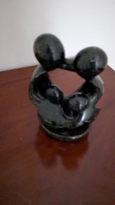 Abstract family sculpture - black stone