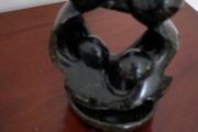 Abstract family sculpture - black stone