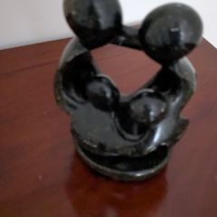 Abstract family sculpture - black stone