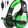 FREE EXPRESS SHIPPING Gaming Headset for PS4 PS5 Switch Xbox One Headset with Noise Cancelling Mic Wired Headset with LED Light for Mac Laptop PC Gaming Headset Soft Memory Earmuffs,Black Green MULTIPLE COLOURS AVAILABLE Image 3