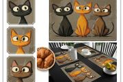 Set of 4 cat pattern placements