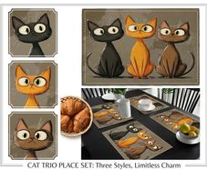 Set of 4 cat pattern placements