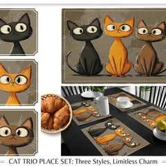 Set of 4 cat pattern placements