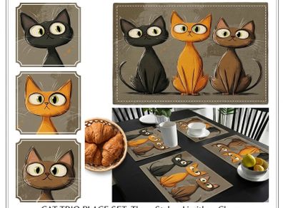 Set of 4 cat pattern placements