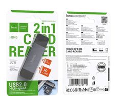 Hoco HB45 USB/Type-C 2.0 High-Speed Card Reader Metal Gray