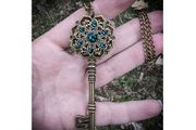 Witchy Necklace with Emerald Stones - nice gift