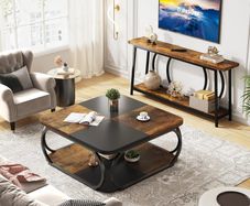 Square Coffee Table for Living Room, 100 x 100 x 50 cm, Wood Composite Coffee Table