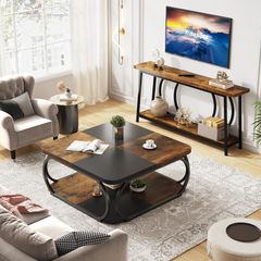 Square Coffee Table for Living Room, 100 x 100 x 50 cm, Wood Composite Coffee Table