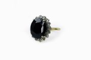 9ct Gold ring with a large sapphire and diamonds