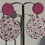 Matte Pink Round Stud Pink Blossom Polymer Clay Earrings Image 8
