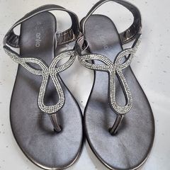 ANKO silver diamante thong sandals Sz 8UK - Bnwt Rrp 49.99