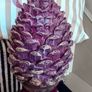 New bespoke oversized autumn Pinecone on distressed wood base in mulberry Image 8