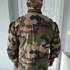 French Army Camouflage Jacket used. Great for camping, hunting, fishing, air soft