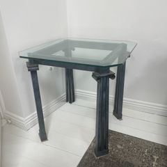 Glass and iron end tables